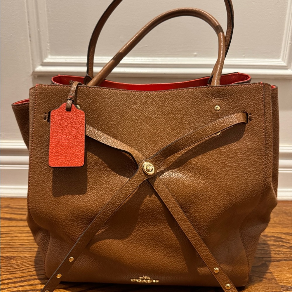 Coach Brown and Red Leather Tote